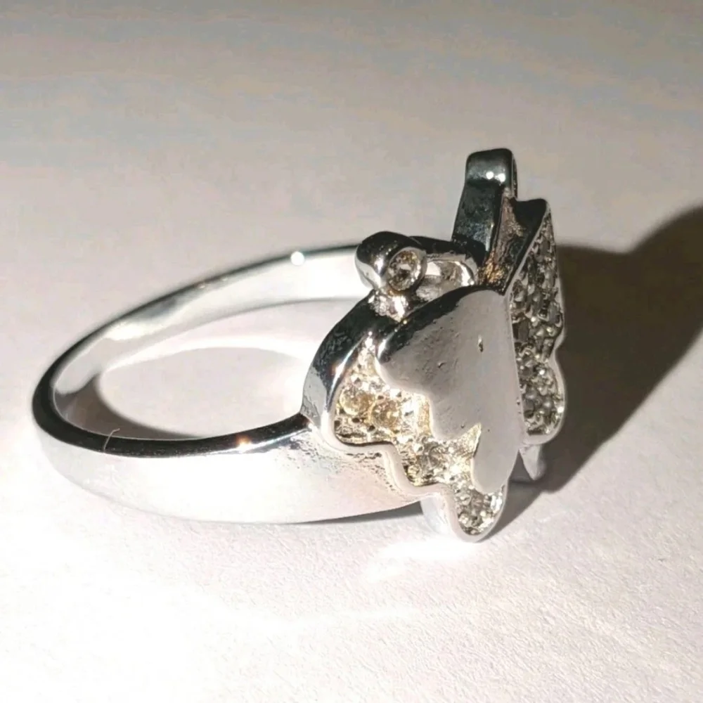 Elegant 925 Sterling Silver Butterfly Ring Sz8